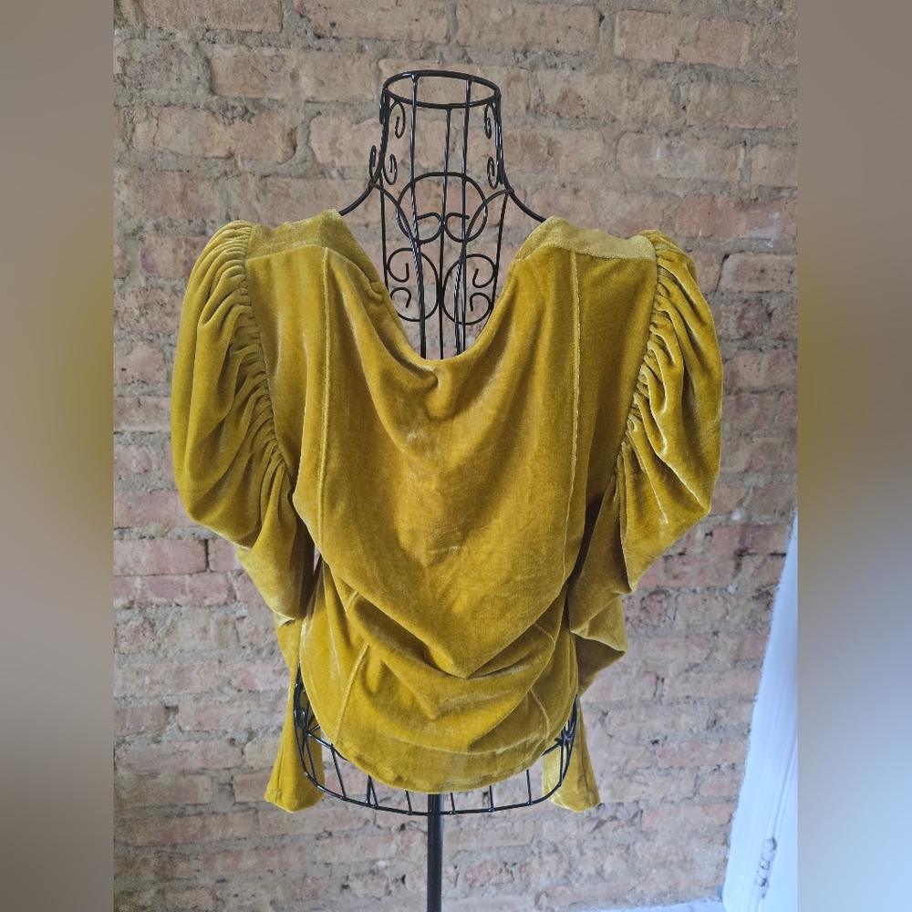 🌟 Free People Yellow Gold Velvet Milkmaid Long Sleeve Top - Picture 5 of 8